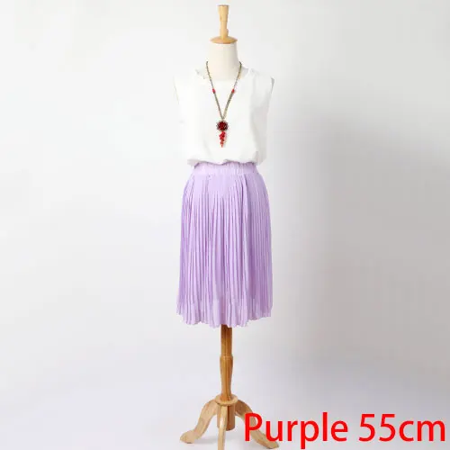GAREMAY женские длинные шифоновые юбки летние плиссированные черные белые юбки школьные Faldas Largas Макси Saia богемные юбки для женщин 3019 - Цвет: Purple 55cm