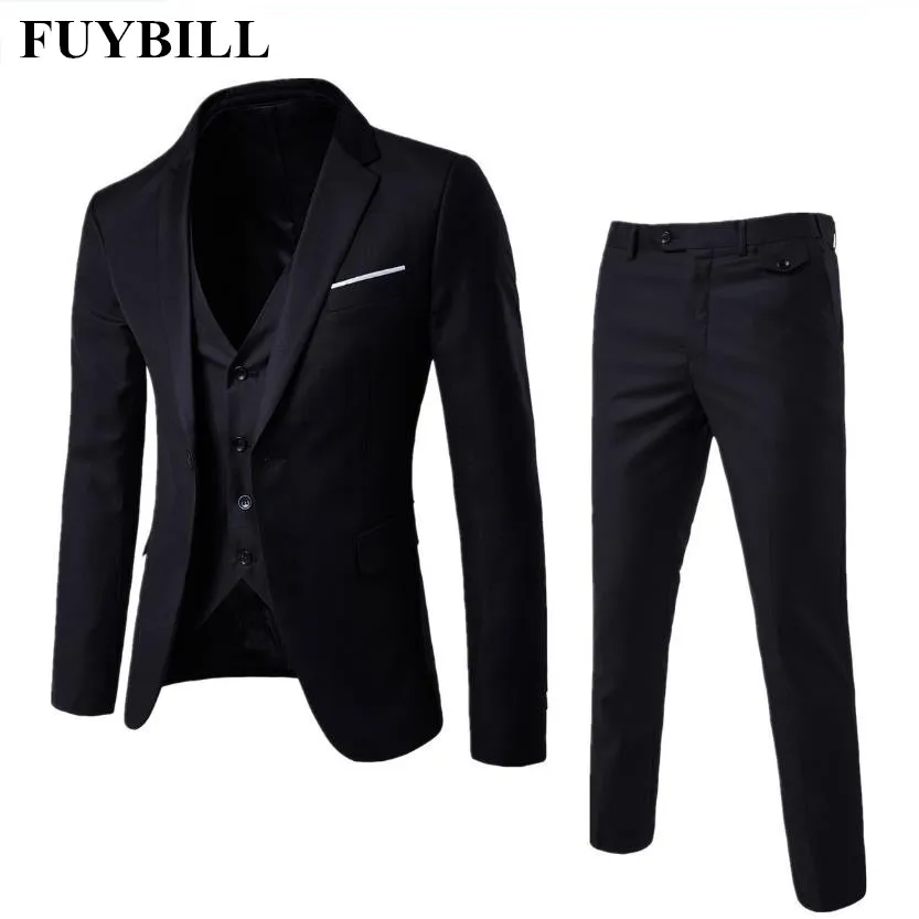 

FuyBill New Style Fashion Large Size Men's Business Suit Three Pieces of Suits and Groom Wedding Dress Casual Men's Suit S-6XL