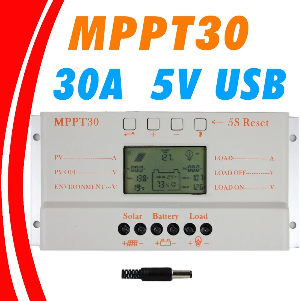 Mppt 30A LCD controlador de carga Solar 12 V 24 V auto interruptor do visor LCD MPPT30 carga Solar MPPT controlador 30 controlador do carregador