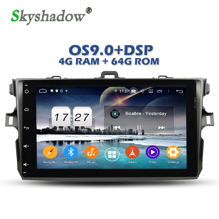Best IPS DSP Android 9.0 4GB RAM 64GB ROM Car DVD Player Wifi 4G Bluetooth RDS RADIO GPS Map For Toyota Corolla E140/150 2006 -2013 0