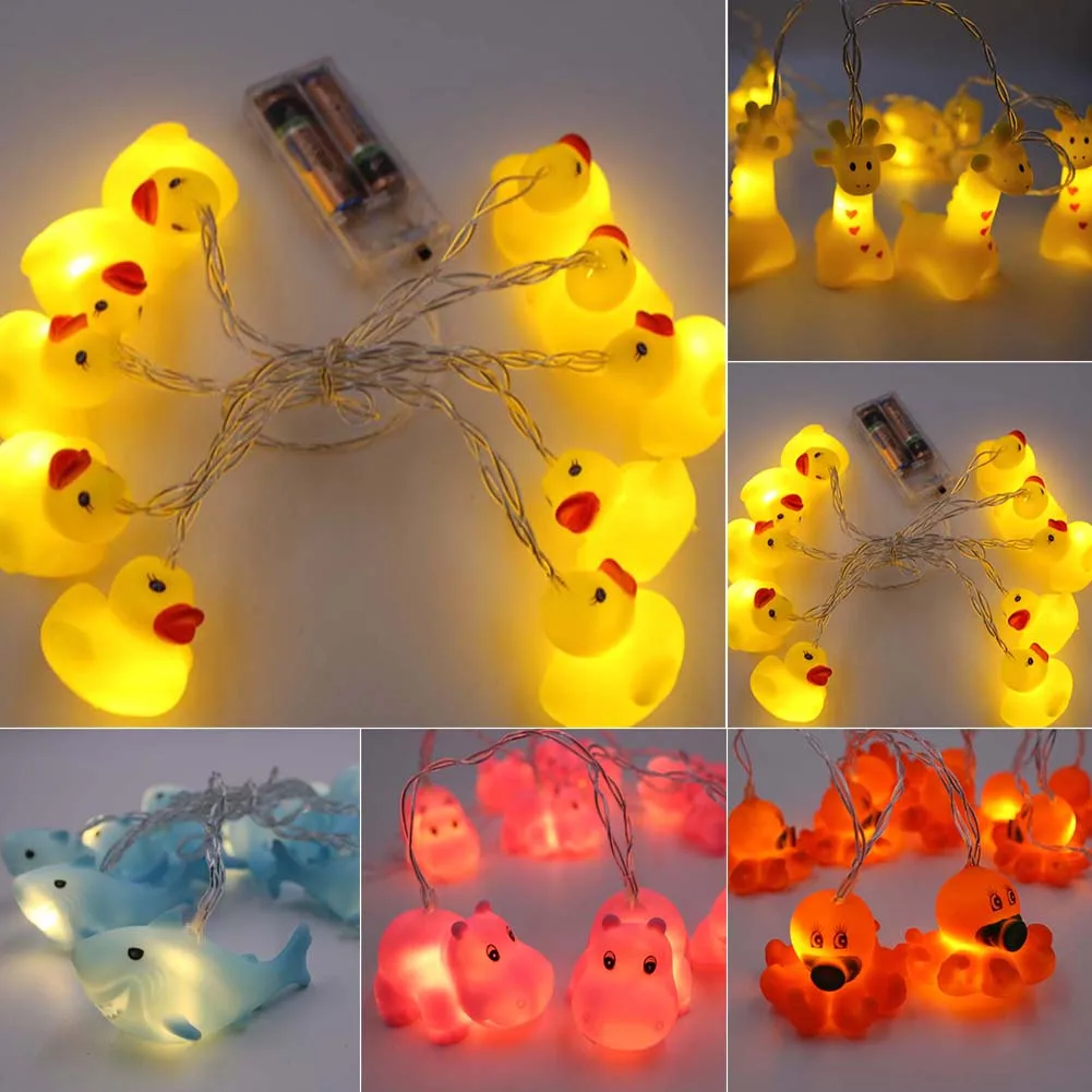 

10 LEDs Festival Lights String Vinyl Animals Shark Shape indoor String Lighting Battery Powered Cute Decor Outdoor Party light