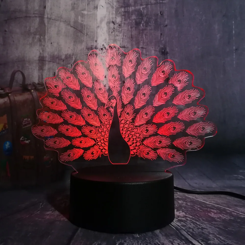 Новый павлин Peahen открытый экран 3D ночное освещение в доме Декор светодиодный