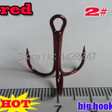 Красные тройные рыболовные крючки крючок с бородкой круглый изгиб высокого качества Размер: 2# quantally 30 шт./партия высокоуглеродистой стали