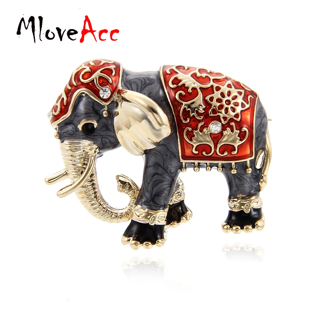 Femmes Hommes Vintage Animal Éléphant Strass Broche Pins Badge Costume Col decor