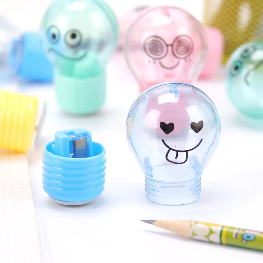 1PC Creative Bulb Pencil Sharpener Plastic Pencil Sharpener For Kids Gifts Stationery School Office Supplies