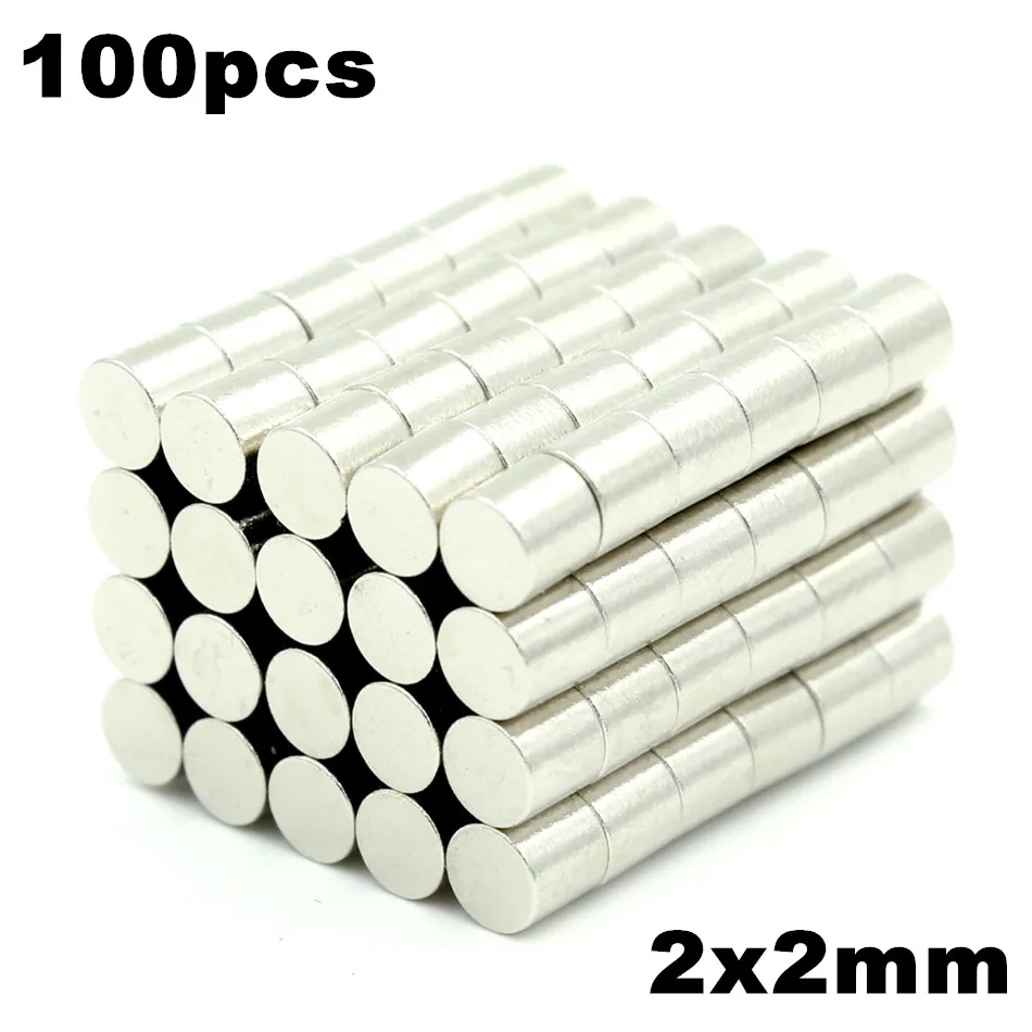 

100pcs 2x2mm Super Powerful Strong Bulk Small Round NdFeB Neodymium Disc Magnets Dia 2mm x 2mm N35 Rare Earth NdFeB Magnet