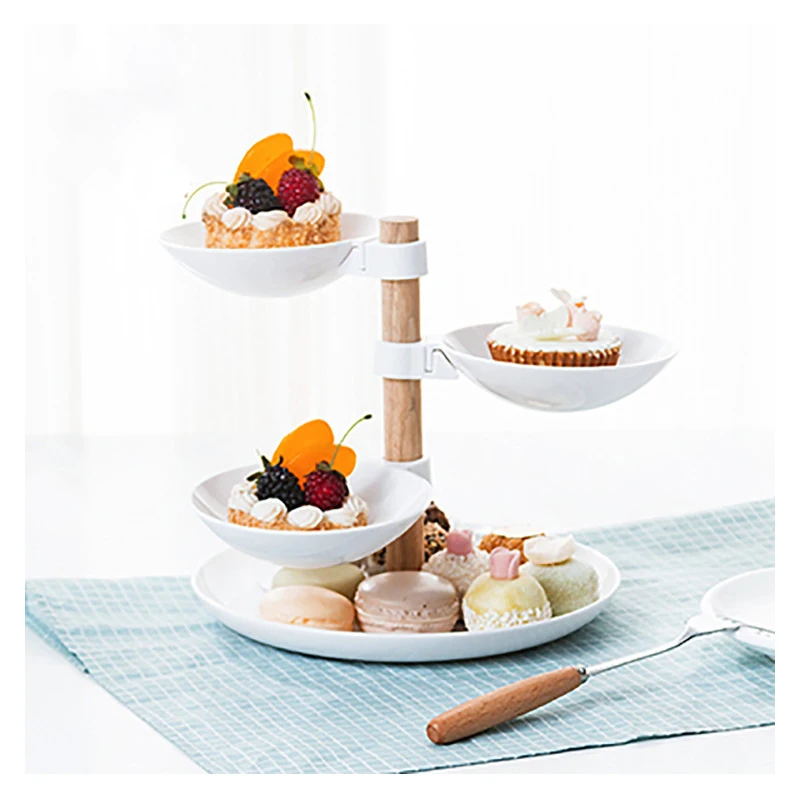 

4-Tier Rotatable Stand Four-layer Plastic Fruit Dishes And Plates Sets Removable Cake Stand Dessert Vegetable Storage Rack