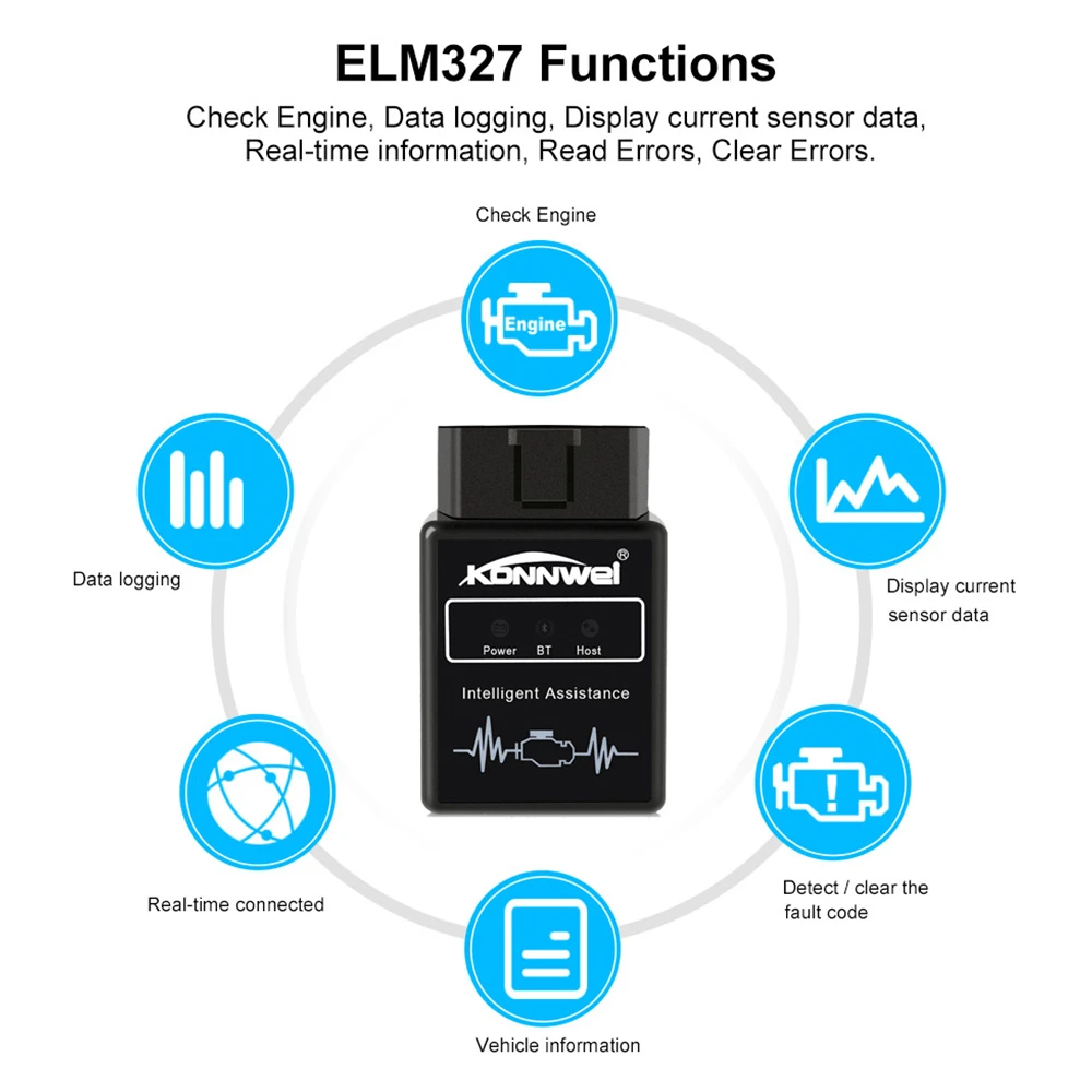 KONNWEI OBD2 сканер EML327 Pic18f25k80 Авто диагностический инструмент elm327 Bluetooth V1.5 Elm 327 v1.5 OBD 2