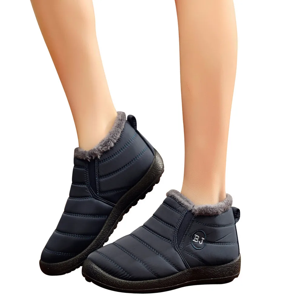 Женские ботинки Однотонные теплые зимние Вельветовые на плоской подошве chaussures