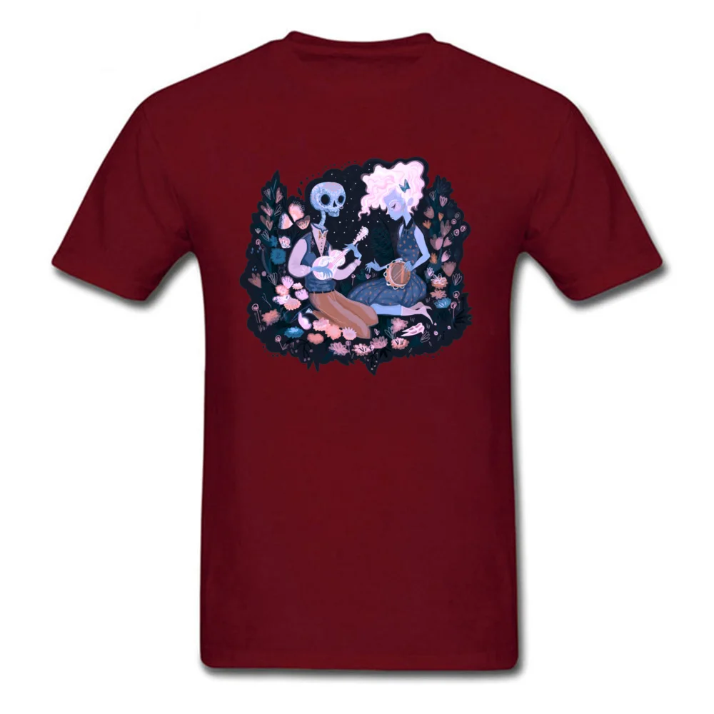 Normal Cool Short Sleeve Tops T Shirt Father Day Crew Neck 100% Cotton Male T Shirts Cool Tops Shirt Cute Top Quality Rhythm of Grief Day of the Dead 14883 maroon