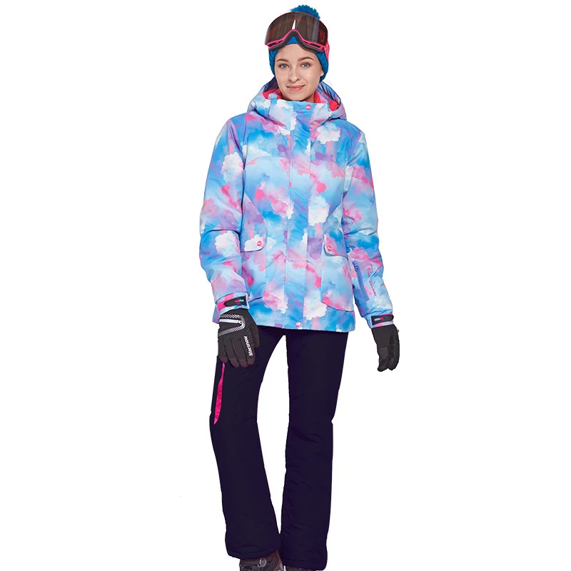 Зимний лыжный костюм Женская Верхняя спортивная одежда сноуборд одежда Теплый и ветрозащитный водонепроницаемый лыжный костюм зимние брюки+ куртка