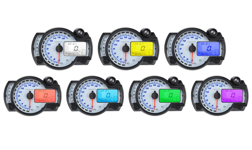 Мотоцикл цифровой светильник ЖК-дисплей Скорость ometer одометр спидометр тахометр Скорость Сенсор ЖК-дисплей, 7 цветов, Дисплей измеритель уровня масла современный Универсальный