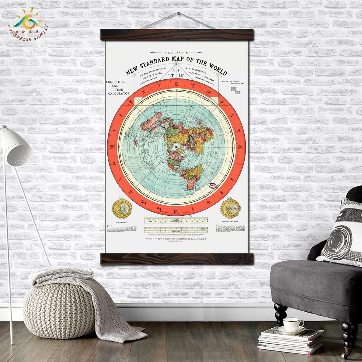 The Plete Flat World Map Circle искусство картинки на стену Art Canvas живопись поп арт стена