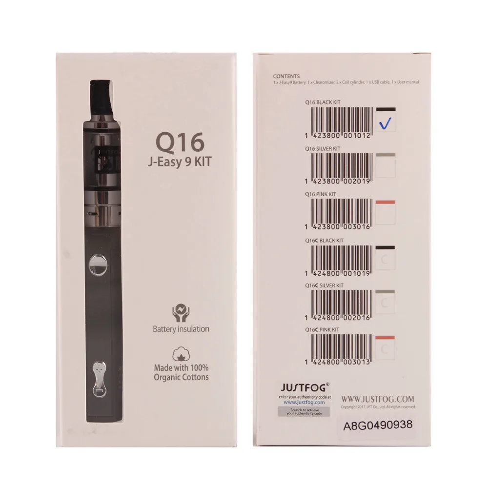 Original Justfog Q16 Starter Kit 900mah Battery Mod & 2ml Elektronik Sigara Clearomizer Tank & 5pcs Q16 Coil Vape pen Vapor Kit