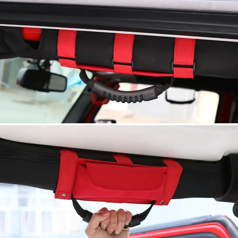 Auto ABS + Nylon Roll Bar Sunglass Holder Storage Bag Pouch For 2015