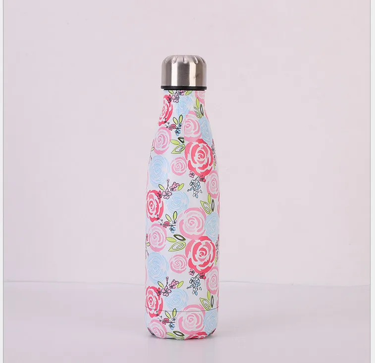500 мл портативная бутылка-термос для мальчиков и девочек из нержавеющей стали, бутылка для воды, термосы, изолированная чашка, кружка для путешествий с высокой вместительностью для студентов - Цвет: Pink Rose