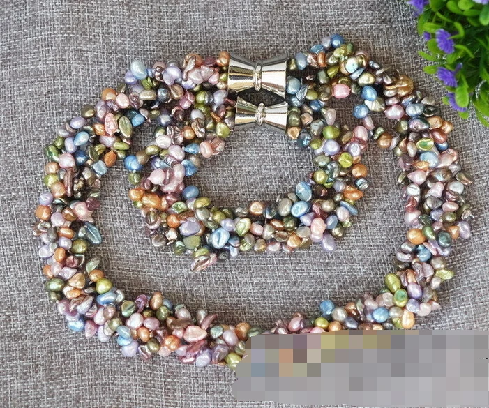 

> 07752 natural multi color keshi FW Pearl Necklace&bracelet set (A0423) -Top quality free shipping
