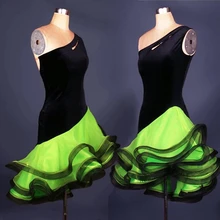 Новые латинский танец платья Желтый, фуксия, королевский синий танец платье сальса танцевальные юбки купальник Женщины Дамы танцевальная юбка