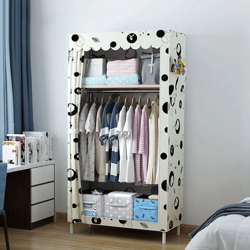 Modern Fashion Cloth Wardrobe Folding Portable Diy Assembly Single