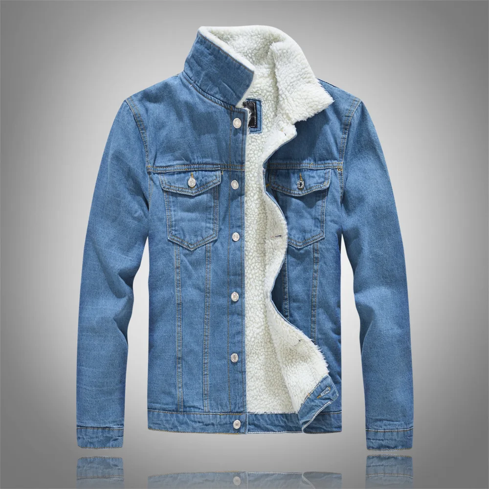 

2019 Men Jacket and Coat Trendy Warm Velvet Denim Jacket Winter Fashion Mens Jean Jacket Outwear Male Cowboy Plus Size 5XL