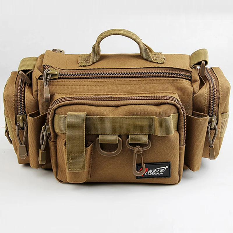 

Canvas Fishing Bag Multifunctional Fishing Tool Storage Bag Outdoor Waist Shoulder Bag Case Reel Lure Carrier Storage