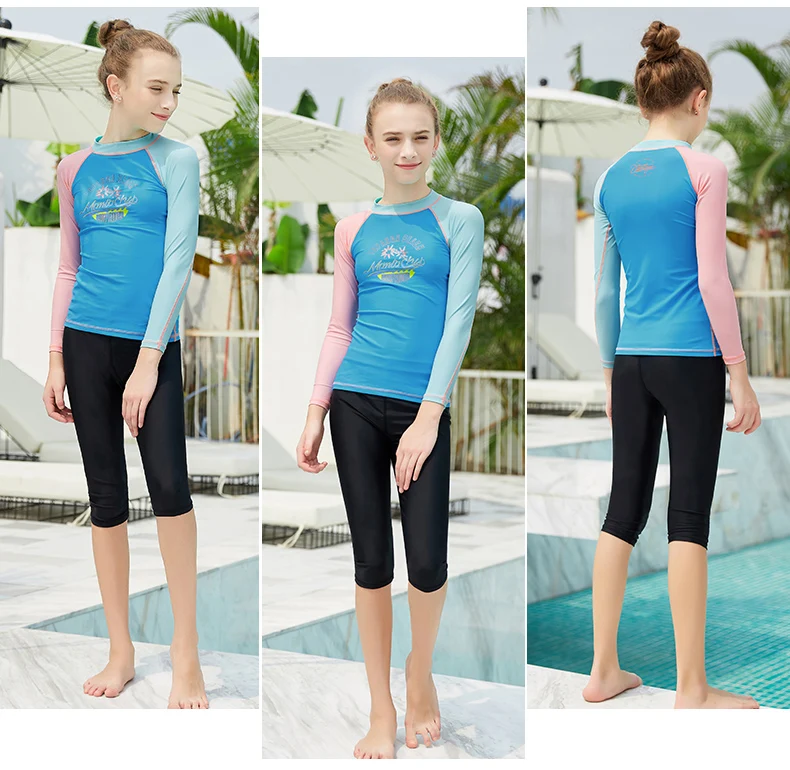 Ныряние парус UPF 50+ Триатлон Рашгард девушки купальник быстросохнущая футболка с длинным рукавом лето пляж плавание серфинг дайвинг костюм