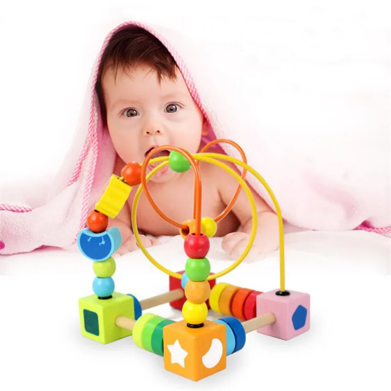 Wooden Ball Development Intelligent Children's Hand-eye Coordination Toy Cartoon Creative Beads Building Blocks Color Perception | Игрушки