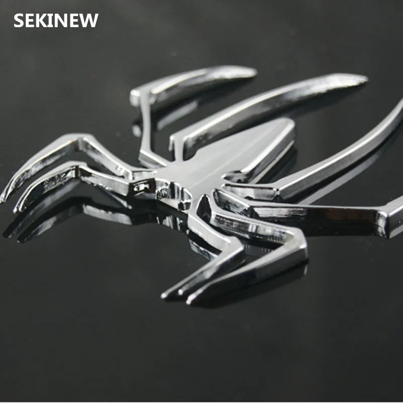 

hot 3D Car Stickers HOT Universal Metal Spider Shape Emblem Chrome 3D Car Truck Motor Decal Sticker fashion 2017
