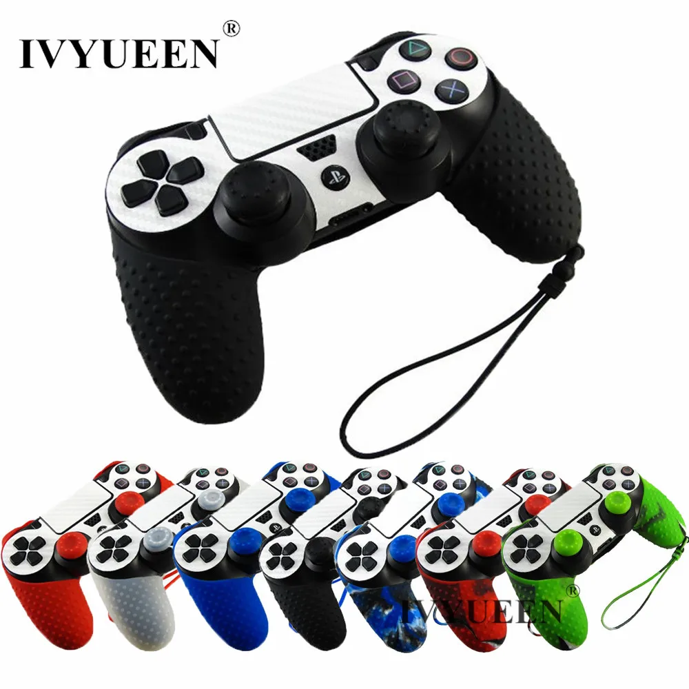

IVYUEEN Silicone Protection Case with Hand Wrist Strap for Sony PlayStation 4 PS4 Pro Slim Controller Grips for Dualshock 4 Skin