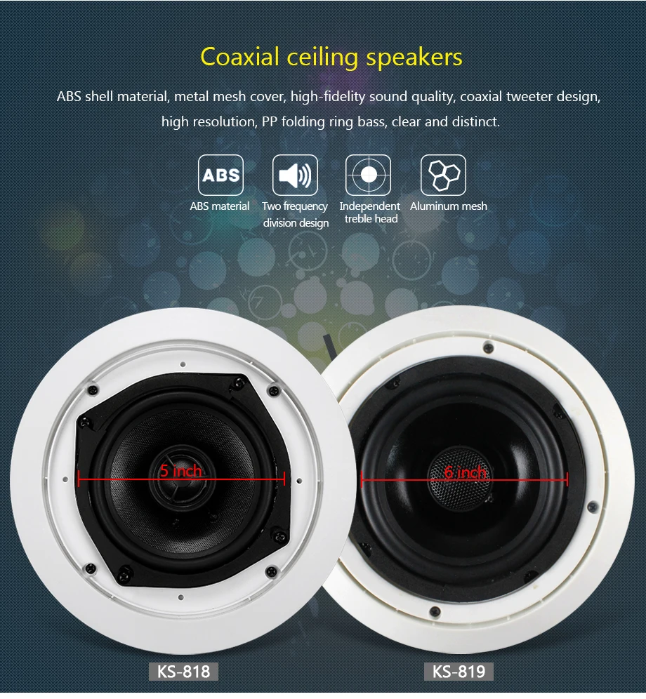 Top Oupushi Home Theater System 250W AV Karaoke Amplifier 8 Ohm Digital Stereo Echo Ceiling Speaker 30W Coaxial Wall Speaker 3