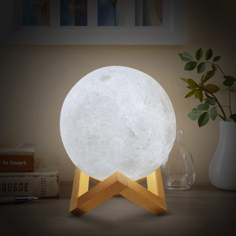 

Drop shipping Rechargeable 3D Print Moon Lamp 2 Color Touch Home Decor Moonlight USB LED Night Light Star Galaxy Lamp
