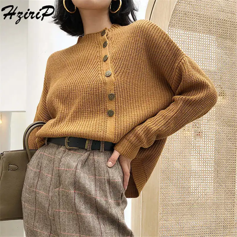 HziriP 2018 Autumn Fresh Women Sweet Sweaters Knitted Solid Pullovers Long Sleeve Fashion Female Tide Ladies Sweater 2 Colors | Женская