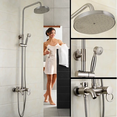 Dofaso, брендовый античный бронзовый смеситель для ванны, смеситель для душа, настенное крепление, 8 дюймов, для ванной, набор для душа, латунный кран с ручным душа