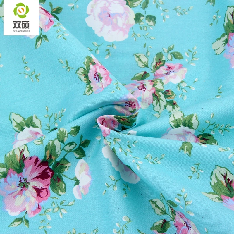 Bule Color Patchwork Cotton Fabric Fat Quaters Tilda Cloth Quilting Patchwork Fabrics For Sewing Doll Choth 4pcs/lots 40*50CM