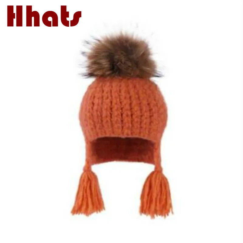 

which in shower casual children knitted bomber hat with real raccoon fur pompom top fur pom pom ear flap winter hat beanie cap
