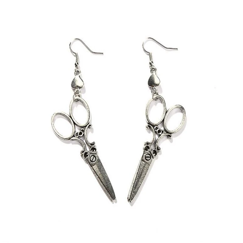 

1 pair New Jewelry Fashion Personality Small Zinc Alloy Earrings Scissor Earrings Jewelry Victorian Gothic Goth Silver tone
