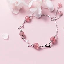 MloveAcc натуральная Серебро 925 пробы для женщин браслеты бусины Клубника Кристалл Девушка серебряные ювелирные изделия