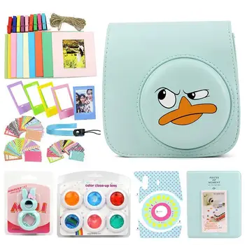 

CAIUL Mini Camera Case for Fujifilm Instax Mini 9 8 8+ Instant Film Camera Premium PU Leather with Shoulder Strap bear duck brn