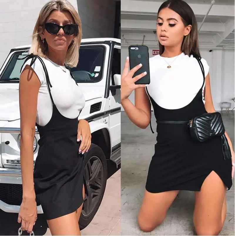 2019 المرأة الصيف أكمام ضمادة Bodycon حزب كوكتيل نادي مثير أسود قصير البسيطة مثير اللباس لنا