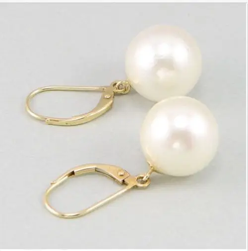 Очаровательная пара AAA 10-11 мм south sea white pearl earring14k