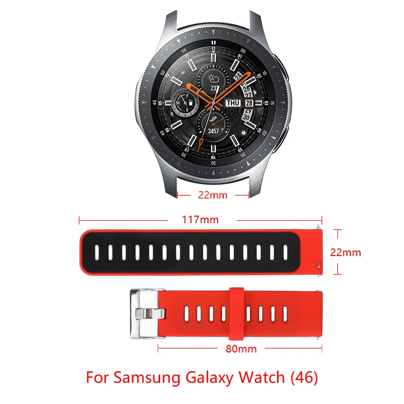 

Band width 22mm Silicone strap For Samsung Galaxy Watch (46) Replacement wristband Galaxy Watch Smart watch Sports strap