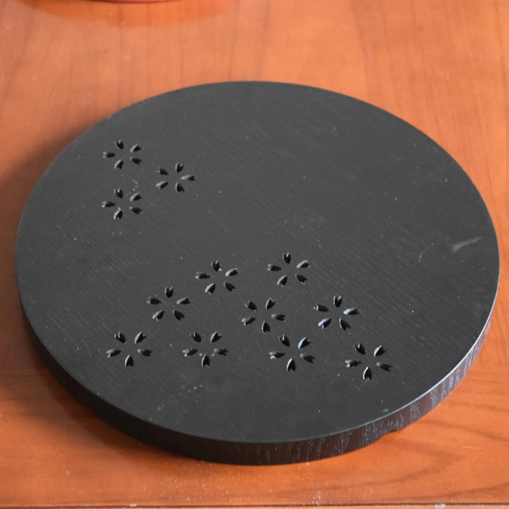 6 Types Serving Tray Wooden Tray Japanese Style Tea Home Hotel Guest Room Dish Round Wood Trays with Hollowed-out Cherry Blossom