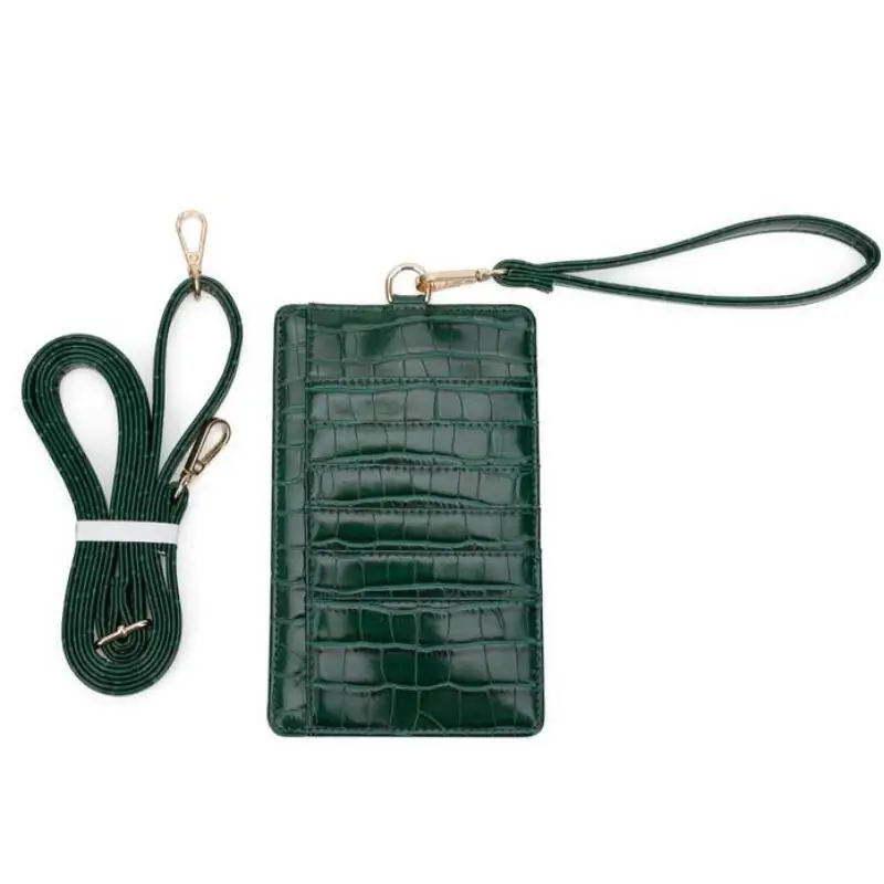 

Genuine Leather Mobile Phone Card Holder Embossed Crocodile Leather Phone Wallet Python Leather Pouch With Lanyardr Phone Bag