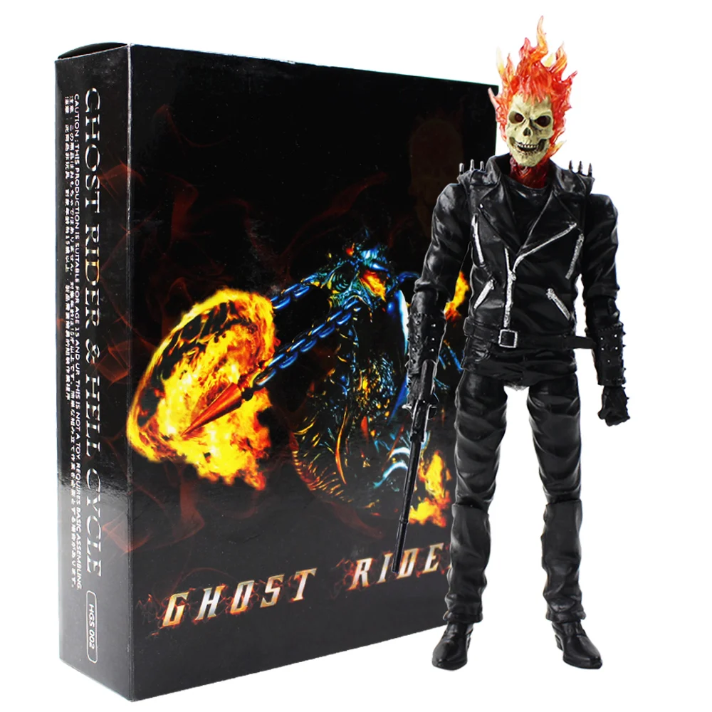 

23cm New Arrival Ghost Rider and Hell Cycle Johnny Blaze Movable Statue PVC Action Figure Collection Model Toy Christmas Gift