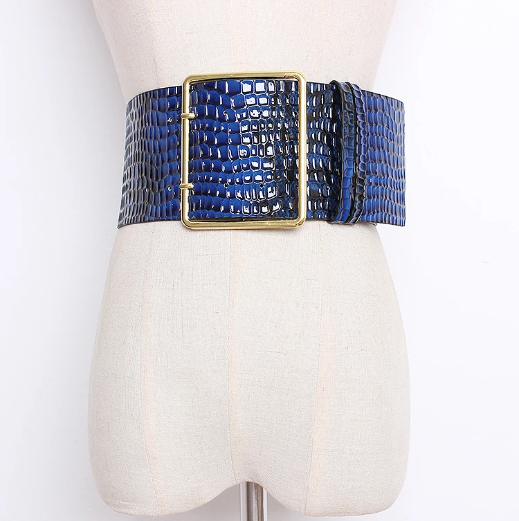 

Women's runway fashion crocodile pu leather Cummerbunds female vintage Dress Corsets Waistband Belts decoration wide belt R1268