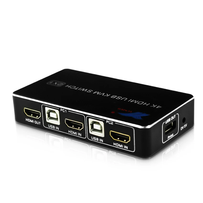 2 порта USB HDMI KVM переключатель 4K@ 60Hz RGB/YUV 4:4:4 HDR HDMI 2,0 переключатель 2X1 поддержка клавиатуры мышь принтер