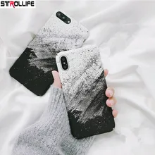 STROLLIFE Fashion Black White Art Gradient Phone Cases For iPhone 8 7 Plus 6 6S Coque Thin Matte Hard Shell Cover For iPhone X