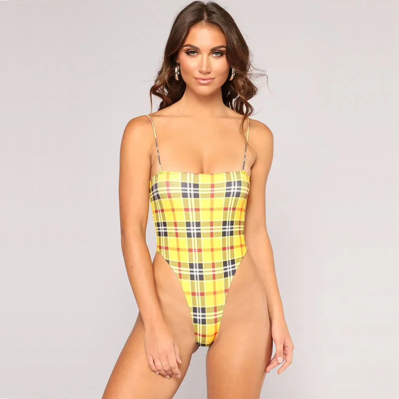 

TERMEZY 2019 Sexy Bodysuit Women Lattice Element Yellow Jumpsuits Romper Fashion Sexy summer Jumpsuit Overalls
