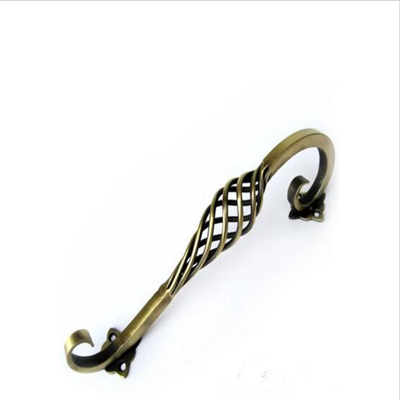 192mm Antique brass birdcage Unfold Install large handles Bronze kitchen knobs Wardrobe