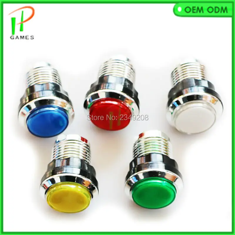 

4pcs/lot jamma arcade switch button 12V led illuminated CHROME Plated push button with microswitch for DIY game parts